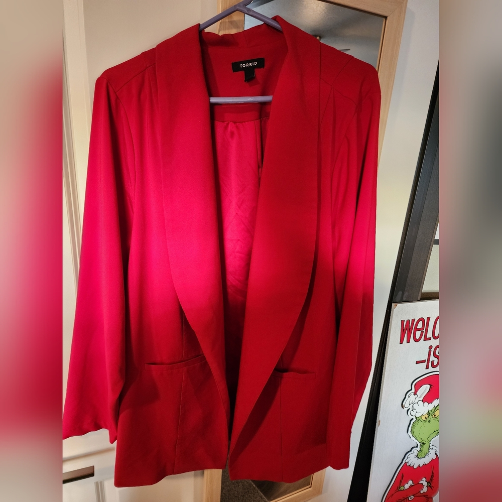 Torrid Studio Crepe Blazer Red